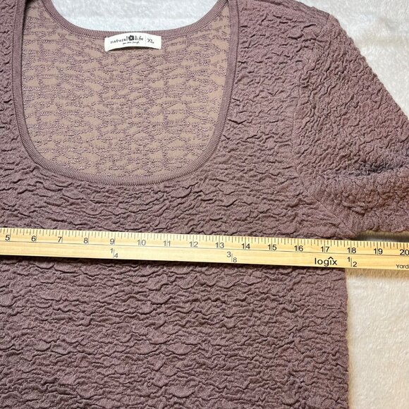 Natural Life Danielle Womens Textured Square Neck Top Sz XL Mauve Stretchy Knit - Picture 7 of 8